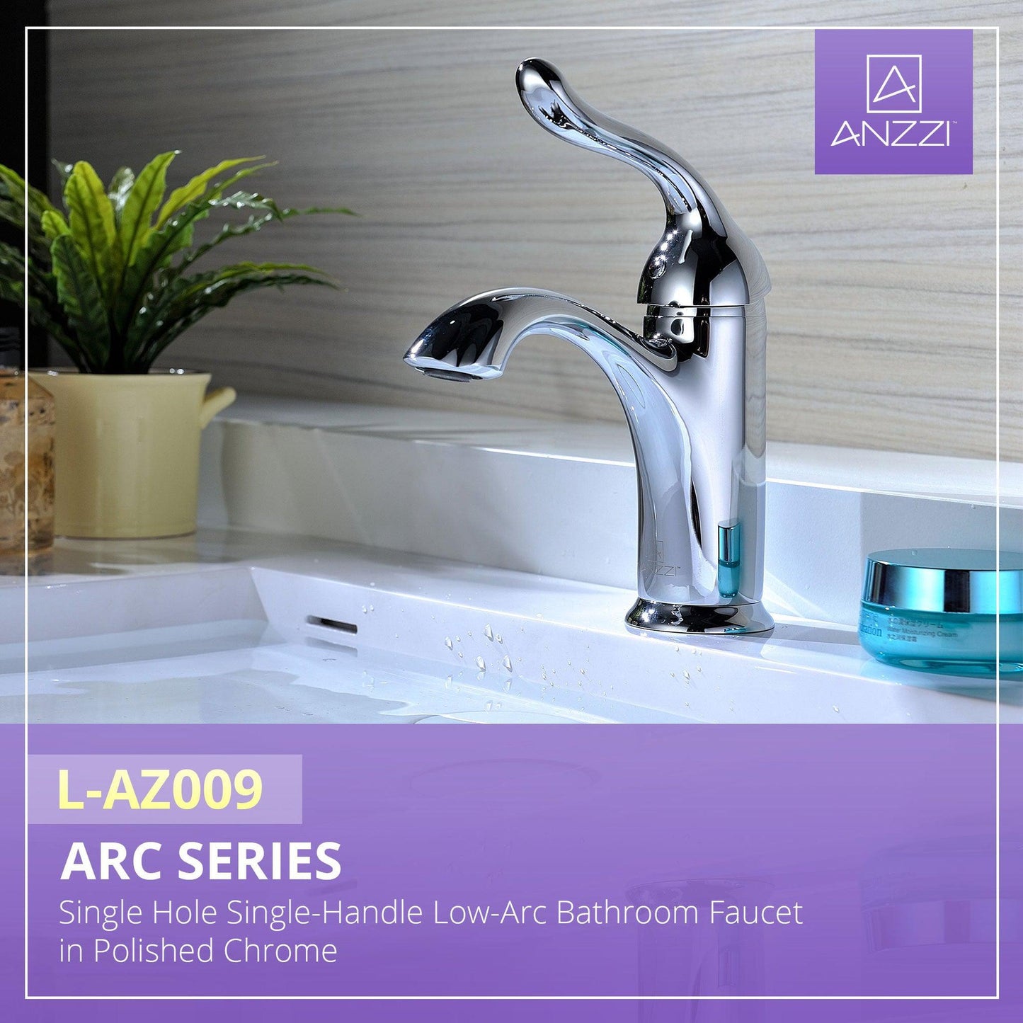 ANZZI Arc Series 4" Single Hole Polished Chrome Low-Arc Bathroom Sink Faucet