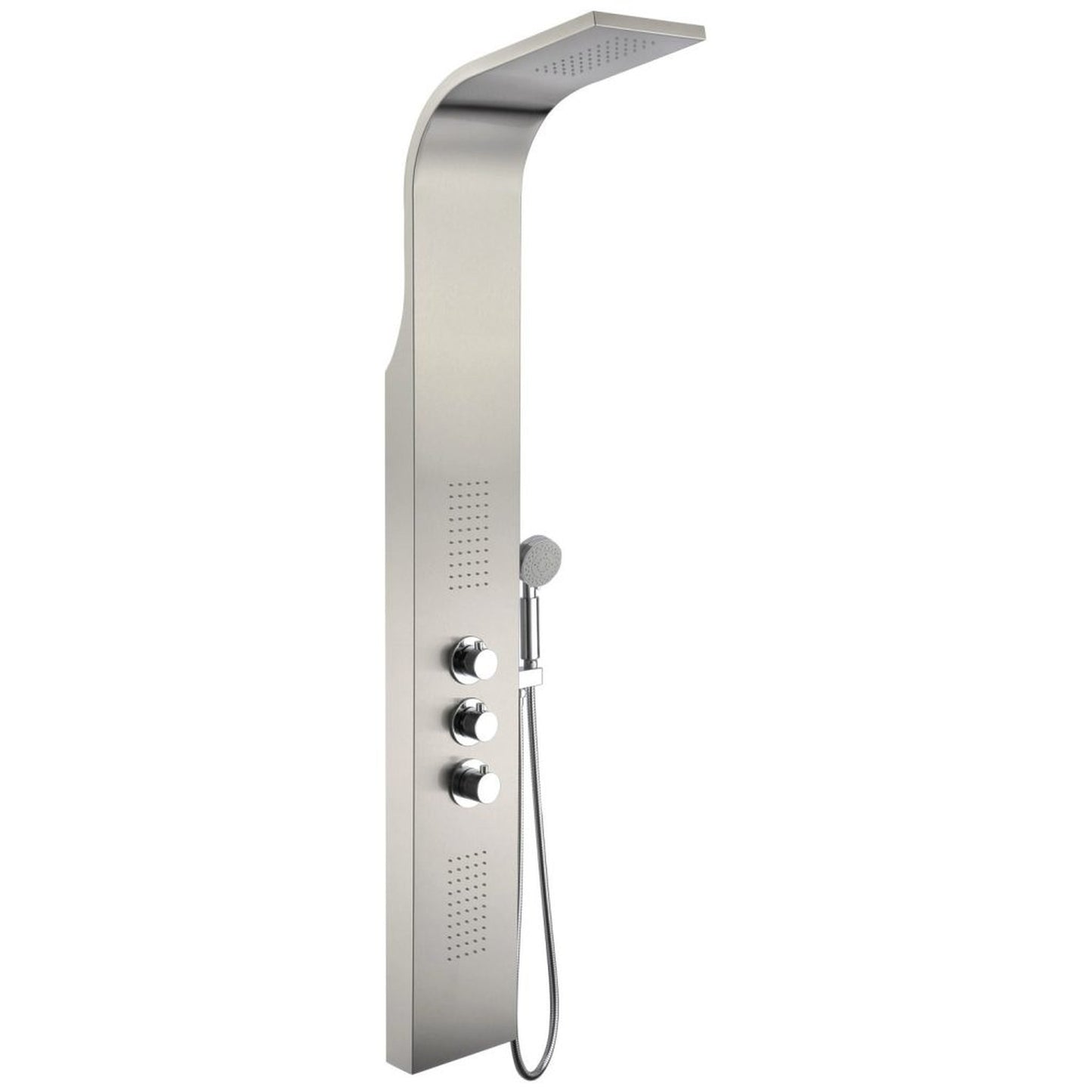 ANZZI Arc Series 64" Brushed Stainless Steel 2-Jetted Full Body Shower Panel With Heavy Rain Shower Head and Euro-Grip Hand Sprayer