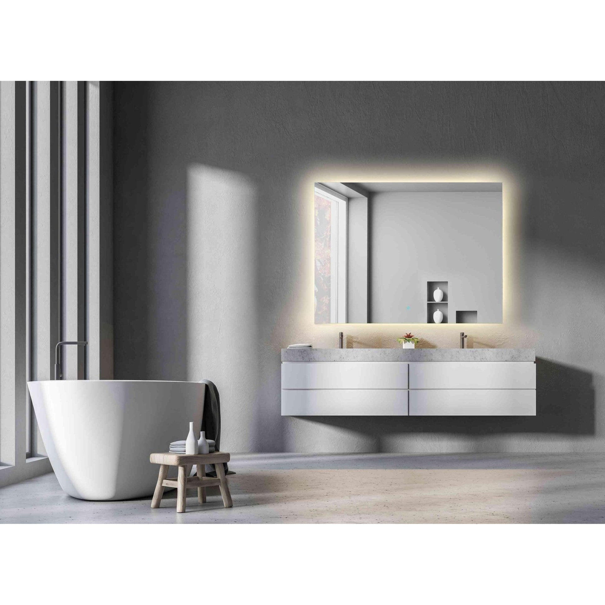 ANZZI Autumn Series 36" x 48" Frameless Led Bathroom Mirror With Built-In Defogger