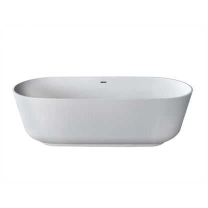 ANZZI Badi Series 71" x 32" Freestanding Matte White Bathtub With Built-In Overflow