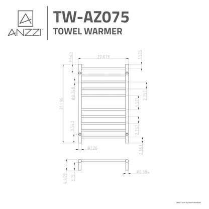 ANZZI Bali Series 10-Bar Polished Chrome Wall-Mounted Electric Towel Warmer Stainless Steel Rack