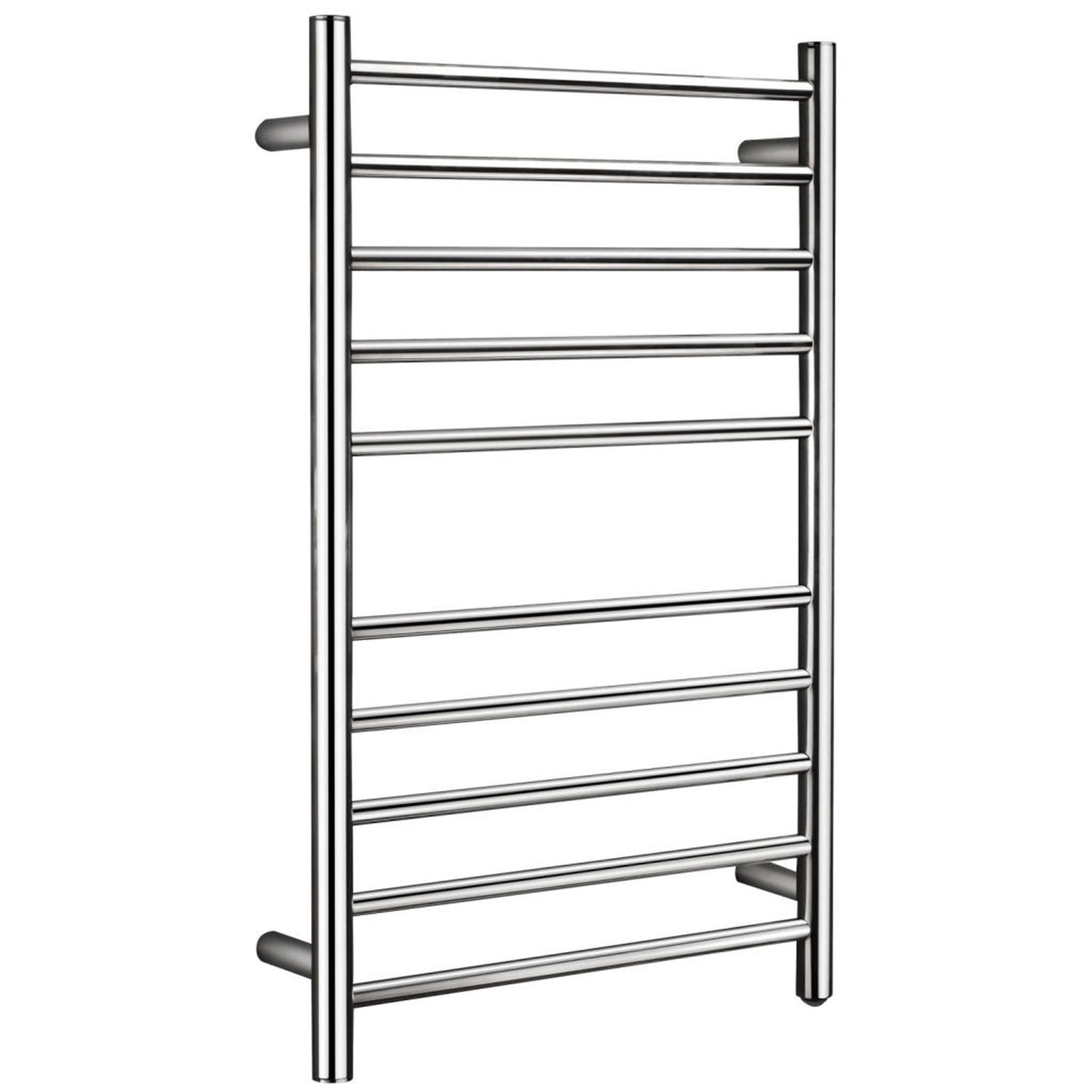 ANZZI Bali Series 10-Bar Polished Chrome Wall-Mounted Electric Towel Warmer Stainless Steel Rack