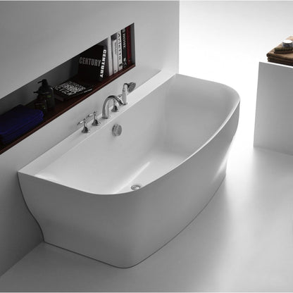 ANZZI Bank Series 65" x 31" Freestanding Glossy White Bathtub With Built-In Overflow