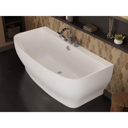 ANZZI Bank Series 65" x 31" Freestanding Glossy White Bathtub With Built-In Overflow, Pop Up Drain and Deck Mounted Bathtub Faucet