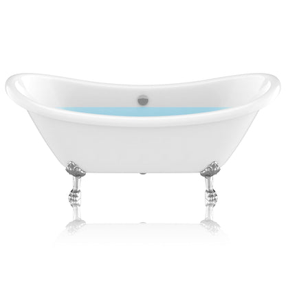 ANZZI Belissima Series 69" x 28" Freestanding Glossy White in Lion's Paw Claw Feet Style Bathtub With Built-In Overflow