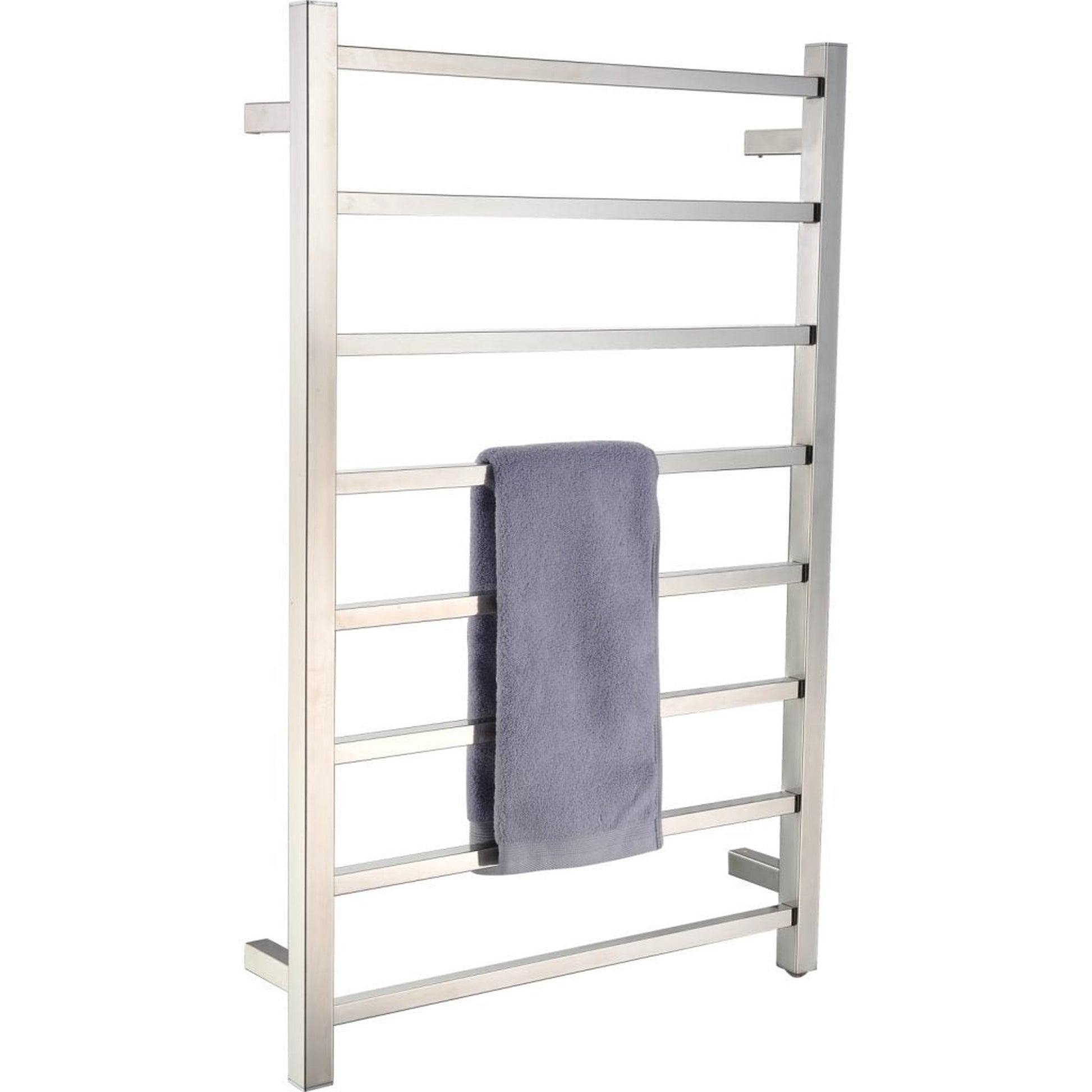 ANZZI Bell Series 8-Bar Brushed Nickel Wall-Mounted Electric Towel Warmer Stainless Steel Rack