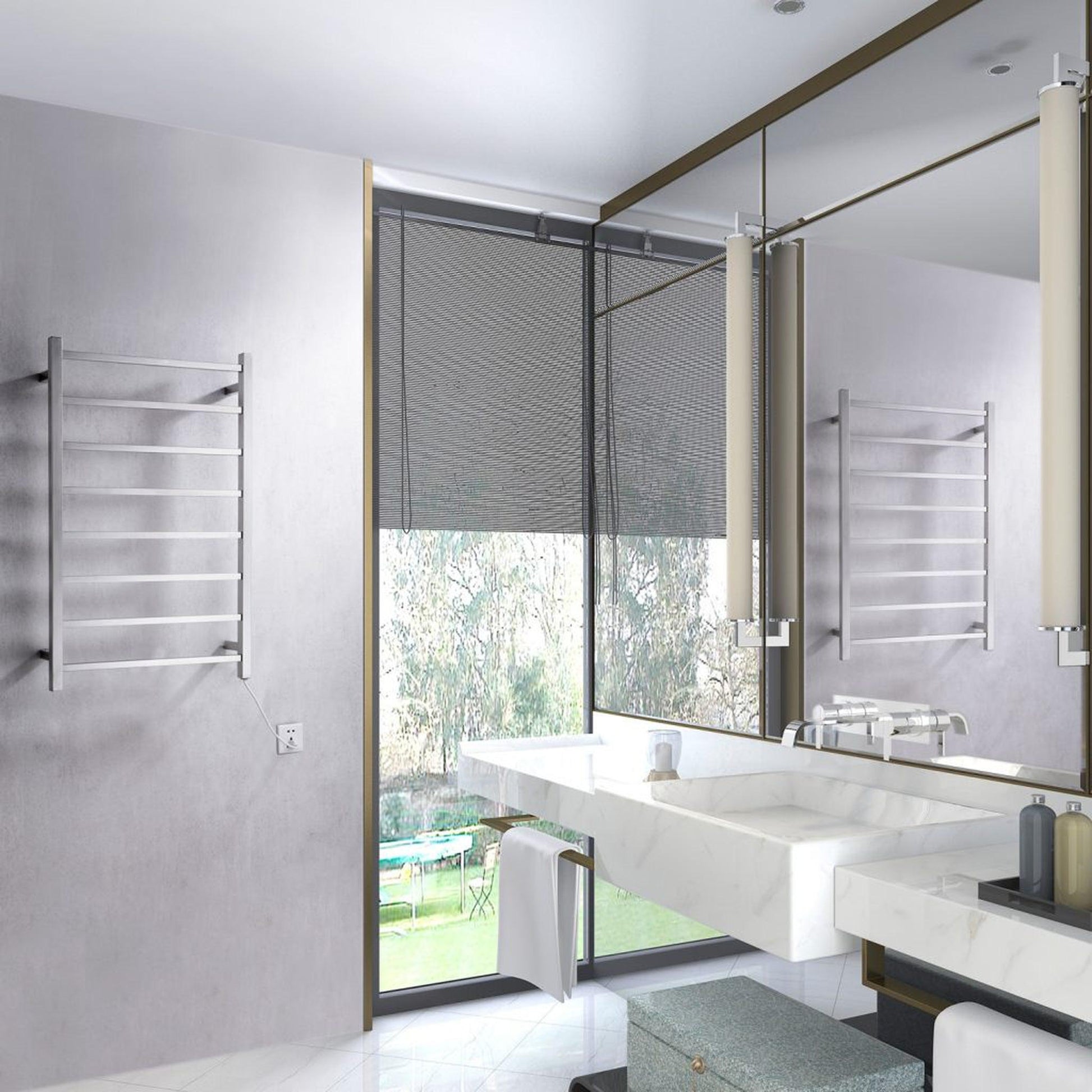 ANZZI Bell Series 8-Bar Brushed Nickel Wall-Mounted Electric Towel Warmer Stainless Steel Rack