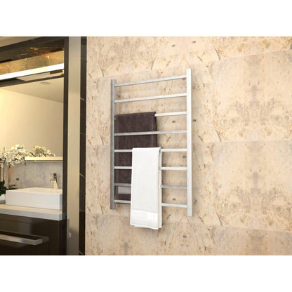 ANZZI Bell Series 8-Bar Brushed Nickel Wall-Mounted Electric Towel Warmer Stainless Steel Rack