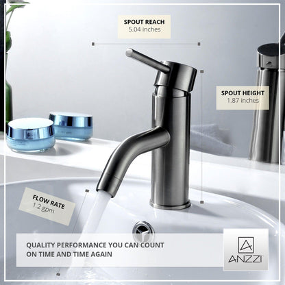 ANZZI Bravo Series 2" Single Hole Brushed Nickel Low-Arc Bathroom Sink Faucet