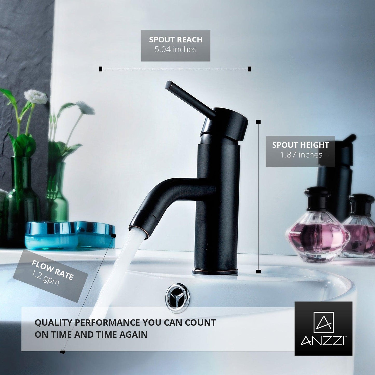 ANZZI Bravo Series 2" Single Hole Oil Rubbed Bronze Low-Arc Bathroom Sink Faucet