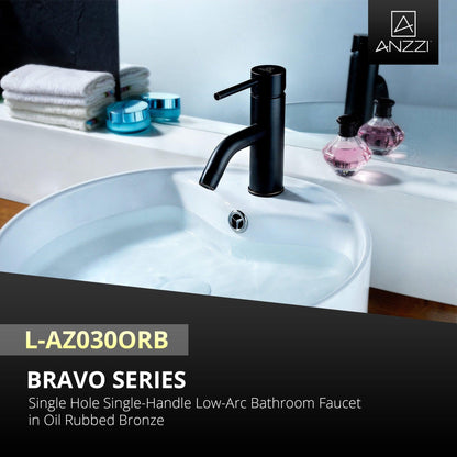 ANZZI Bravo Series 2" Single Hole Oil Rubbed Bronze Low-Arc Bathroom Sink Faucet