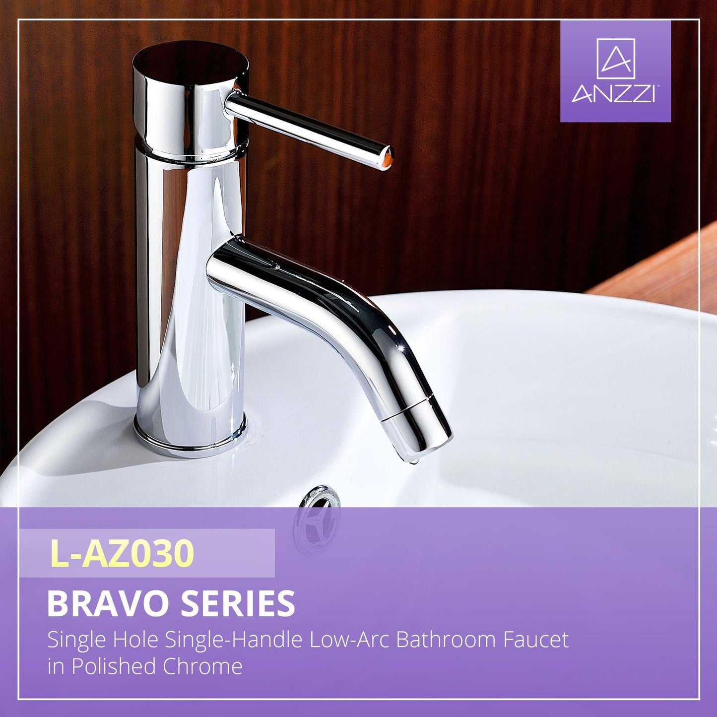 ANZZI Bravo Series 2" Single Hole Polished Chrome Low-Arc Bathroom Sink Faucet