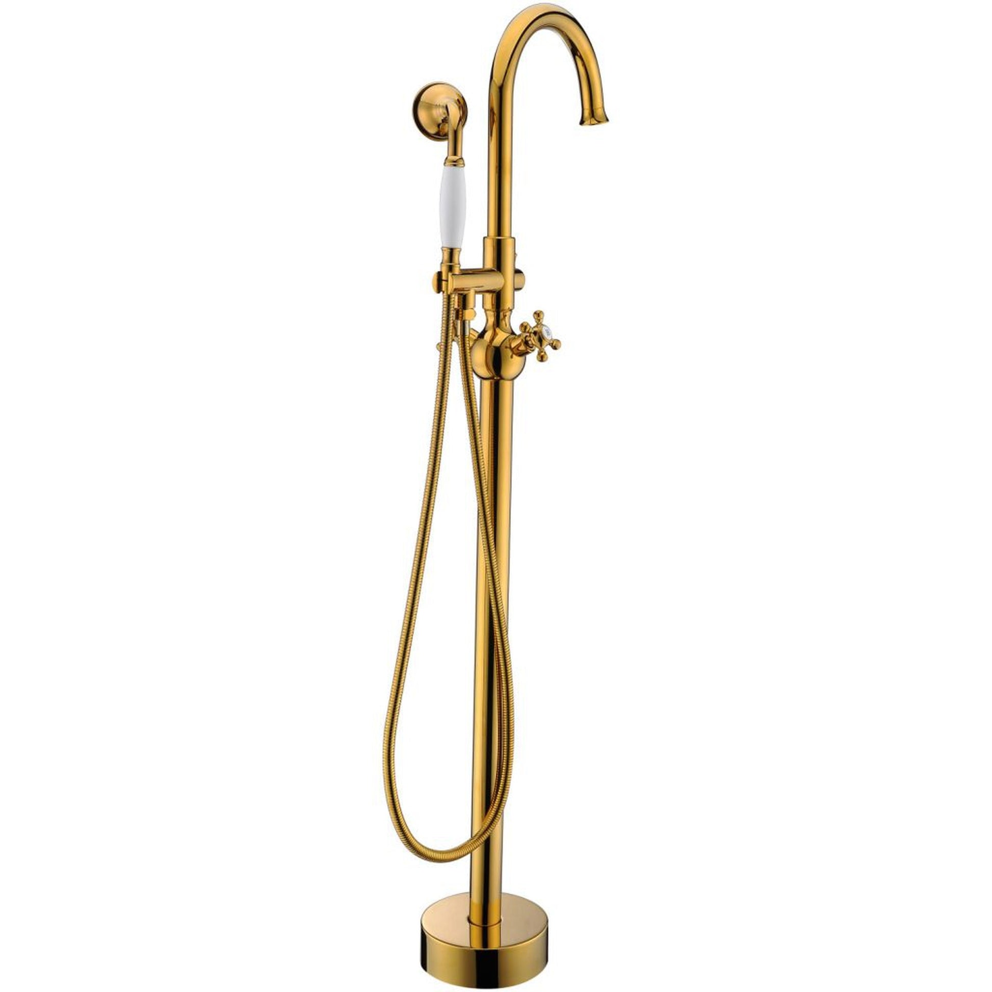 ANZZI Bridal Series 3-Handle Gold Clawfoot Tub Faucet With Euro-Grip Handheld Sprayer