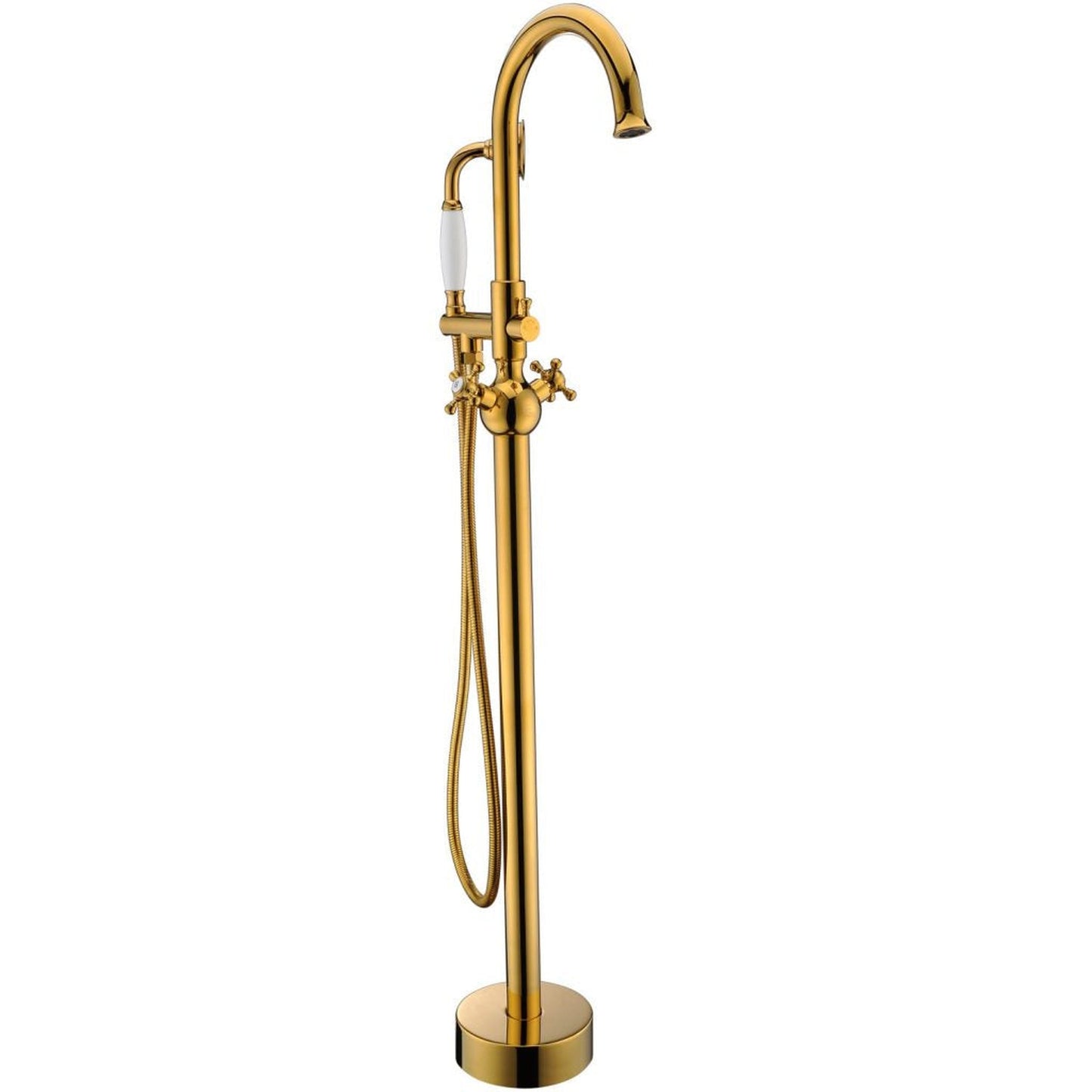 ANZZI Bridal Series 3-Handle Gold Clawfoot Tub Faucet With Euro-Grip Handheld Sprayer