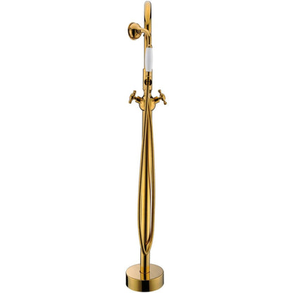 ANZZI Bridal Series 3-Handle Gold Clawfoot Tub Faucet With Euro-Grip Handheld Sprayer