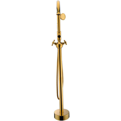 ANZZI Bridal Series 3-Handle Gold Clawfoot Tub Faucet With Euro-Grip Handheld Sprayer