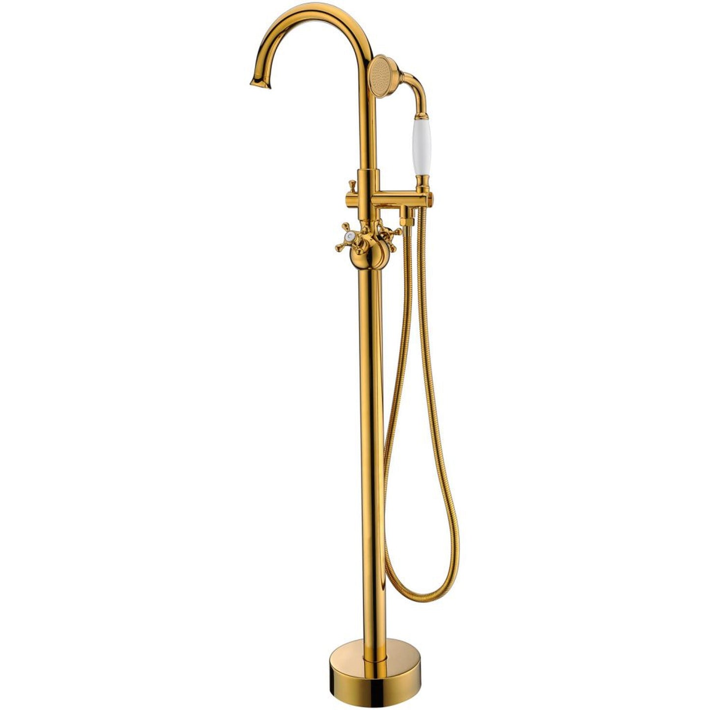 ANZZI Bridal Series 3-Handle Gold Clawfoot Tub Faucet With Euro-Grip Handheld Sprayer