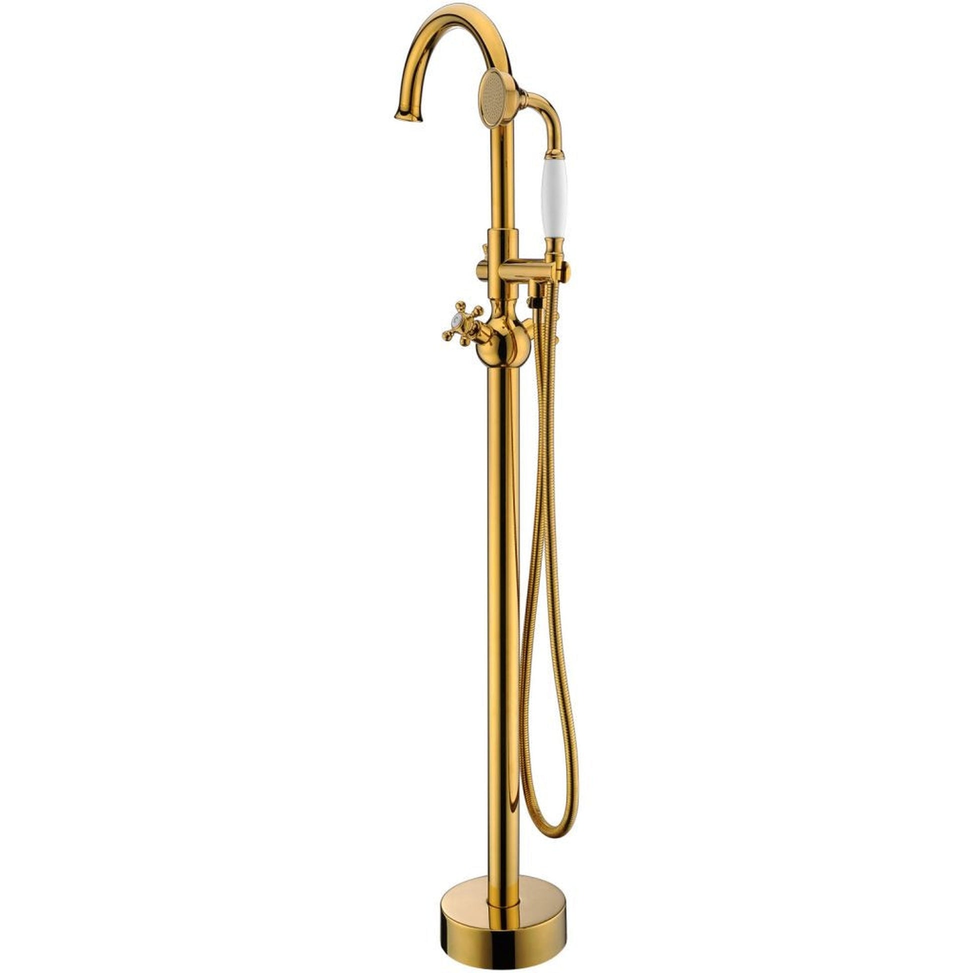 ANZZI Bridal Series 3-Handle Gold Clawfoot Tub Faucet With Euro-Grip Handheld Sprayer