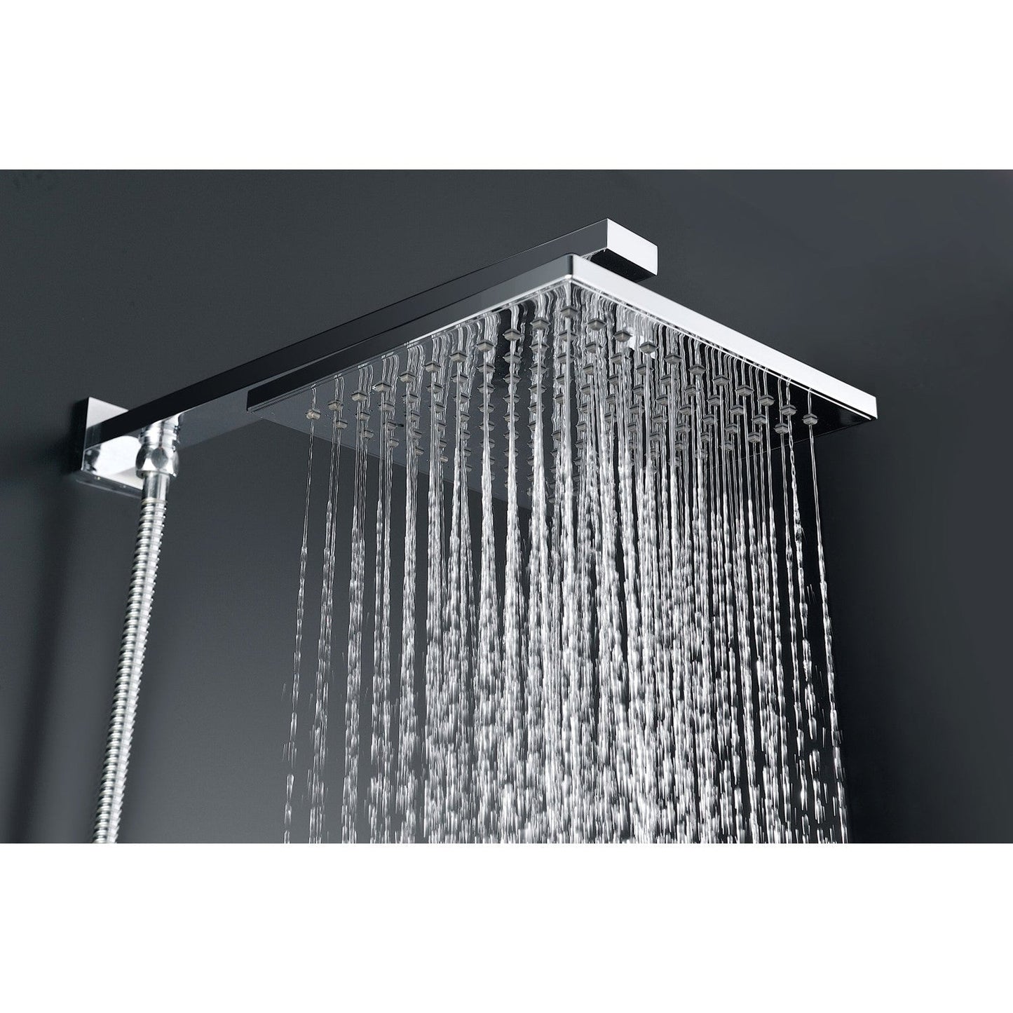 ANZZI Byne Series Polished Chrome Wall-Mounted Single Handle Heavy Rain Shower Head With Handheld Spray and Bath Faucet Set