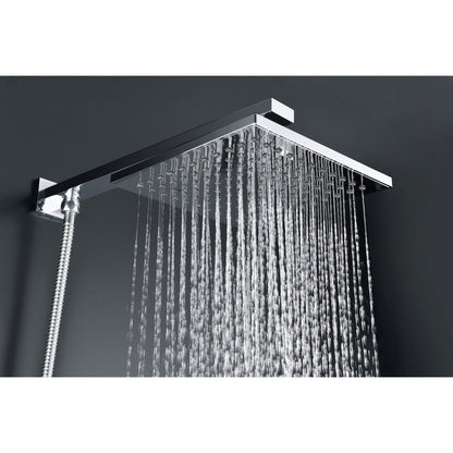 ANZZI Byne Series Polished Chrome Wall-Mounted Single Handle Heavy Rain Shower Head With Handheld Spray and Bath Faucet Set