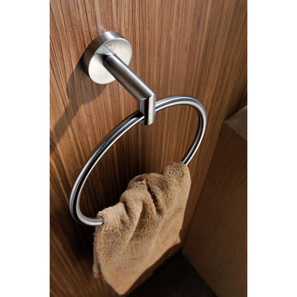 ANZZI Caster 2 Series Wall-Mounted Brushed Nickel Single Towel Ring