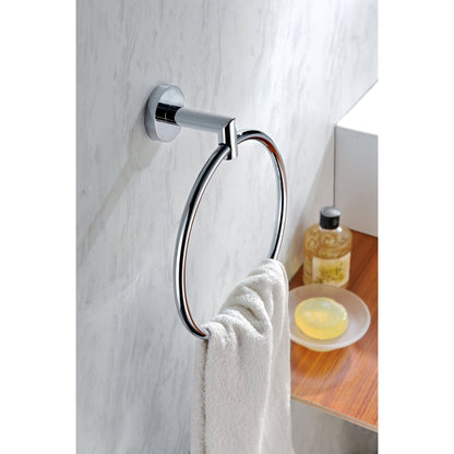 ANZZI Caster 2 Series Wall-Mounted Polished Chrome Single Towel Ring