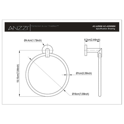 ANZZI Caster 2 Series Wall-Mounted Polished Chrome Single Towel Ring