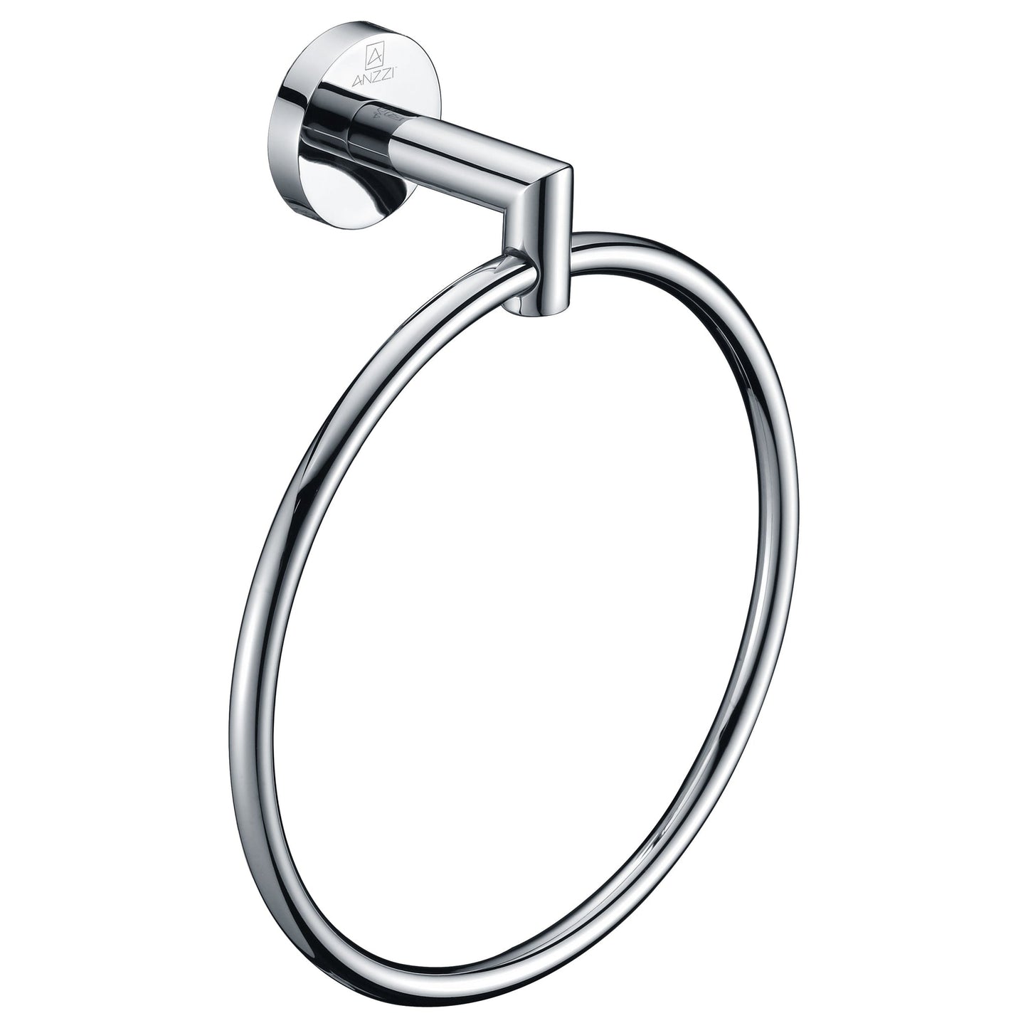 ANZZI Caster 2 Series Wall-Mounted Polished Chrome Single Towel Ring