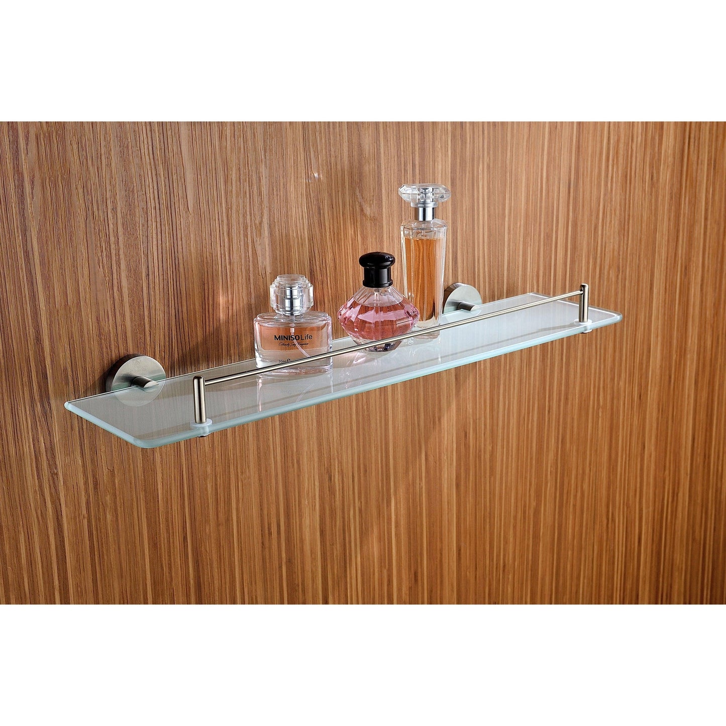 ANZZI Caster Series 19" Brushed Nickel Glass Shelf