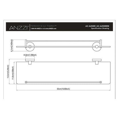 ANZZI Caster Series 19" Brushed Nickel Glass Shelf