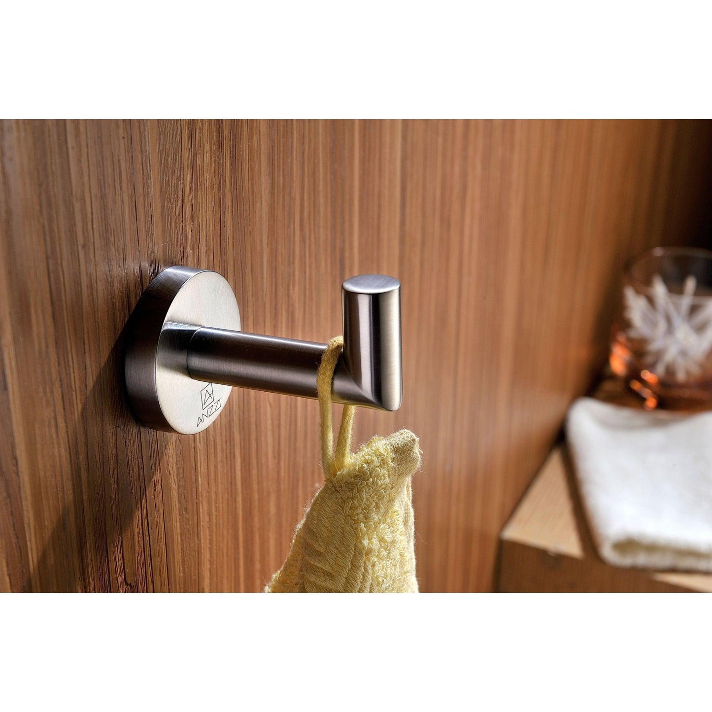 ANZZI Caster Series Wall-Mounted Brushed Nickel Single Robe Hooks