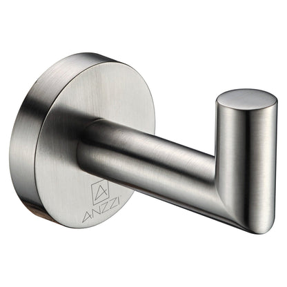 ANZZI Caster Series Wall-Mounted Brushed Nickel Single Robe Hooks