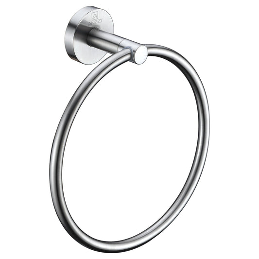 ANZZI Caster Series Wall-Mounted Brushed Nickel Single Towel Ring