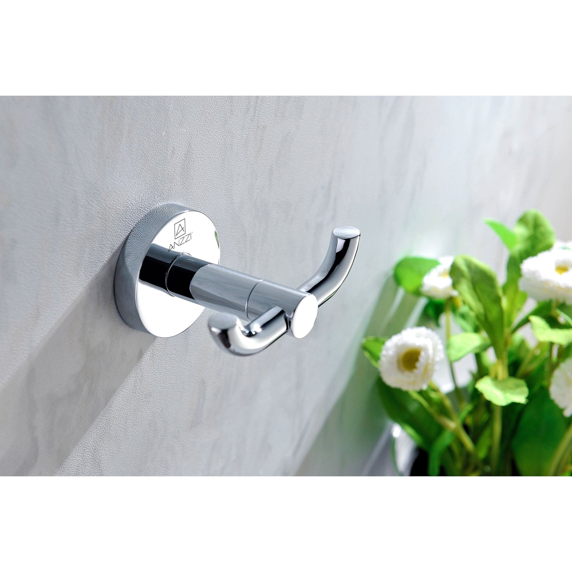 ANZZI Caster Series Wall-Mounted Polished Chrome Dual Robe Hooks