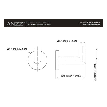 ANZZI Caster Series Wall-Mounted Polished Chrome Single Robe Hooks