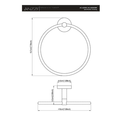 ANZZI Caster Series Wall-Mounted Polished Chrome Single Towel Ring