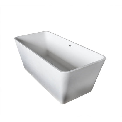 ANZZI Cenere Series 58" x 26" Freestanding Matte White Bathtub With Built-In Overflow