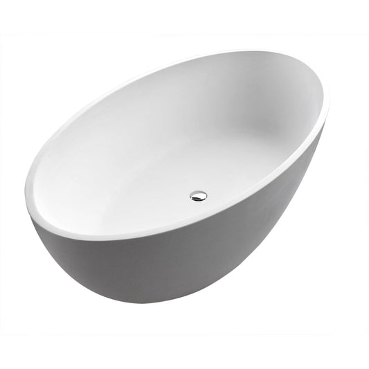 ANZZI Cestino Series 67" x 36" Freestanding Matte White Bathtub With Built-In Overflow