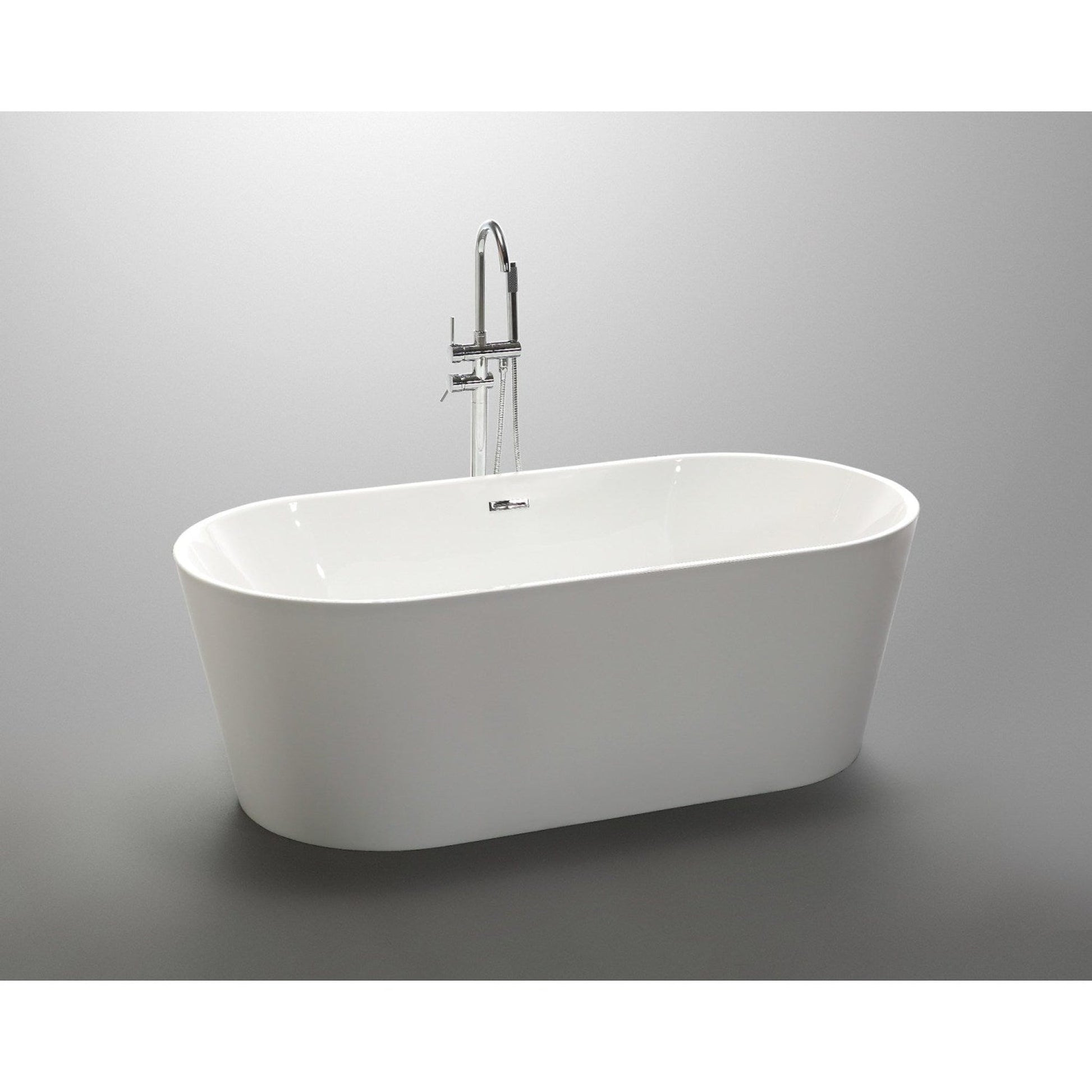 ANZZI Chand Series 67" x 32" Freestanding Glossy White Bathtub With Built-In Overflow