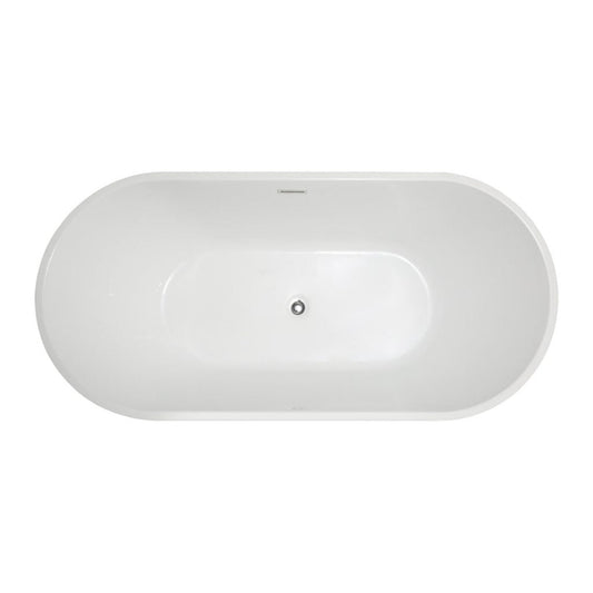 ANZZI Chand Series 67" x 32" Freestanding Glossy White Bathtub With Built-In Overflow