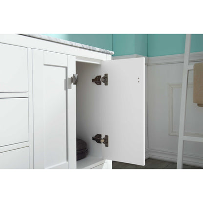ANZZI Chateau Series 60" x 36" Rich White Solid Wood Bathroom Vanity With White Carrara Marble Countertop, Basin Sink and Mirror