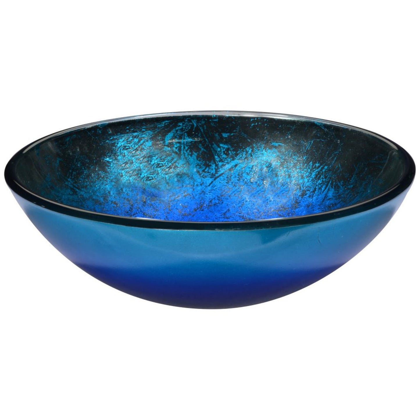 ANZZI Chilasa Series 17" x 17" Round Blue Deco-Glass Vessel Sink With Polished Chrome Pop-Up Drain