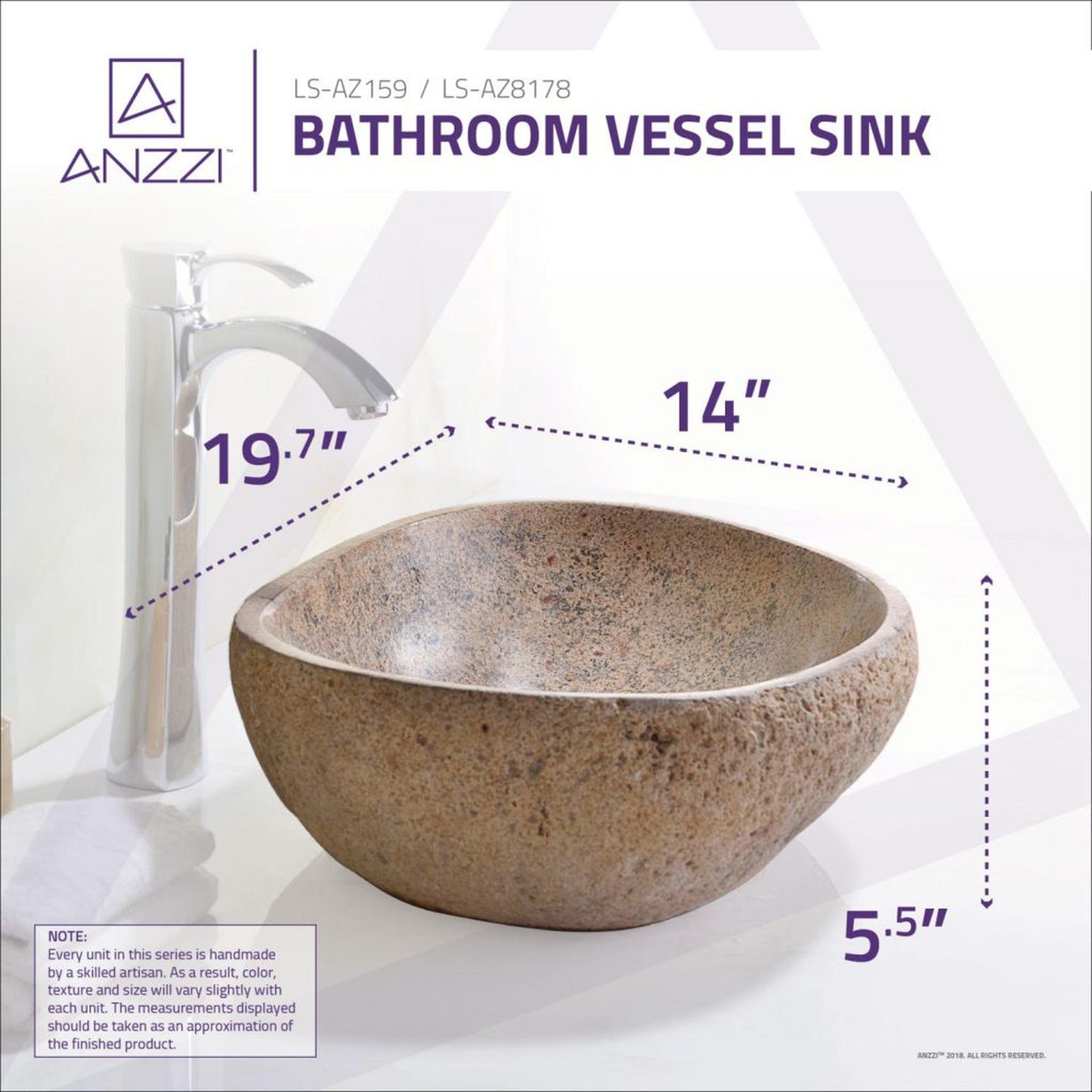 ANZZI Chodola Series 20" x 14" Oval Shape Yellow River Vessel Sink