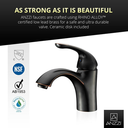 ANZZI Clavier Series 3" Single Hole Oil Rubbed Bronze Mid-Arc Bathroom Sink Faucet