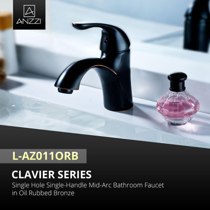 ANZZI Clavier Series 3" Single Hole Oil Rubbed Bronze Mid-Arc Bathroom Sink Faucet