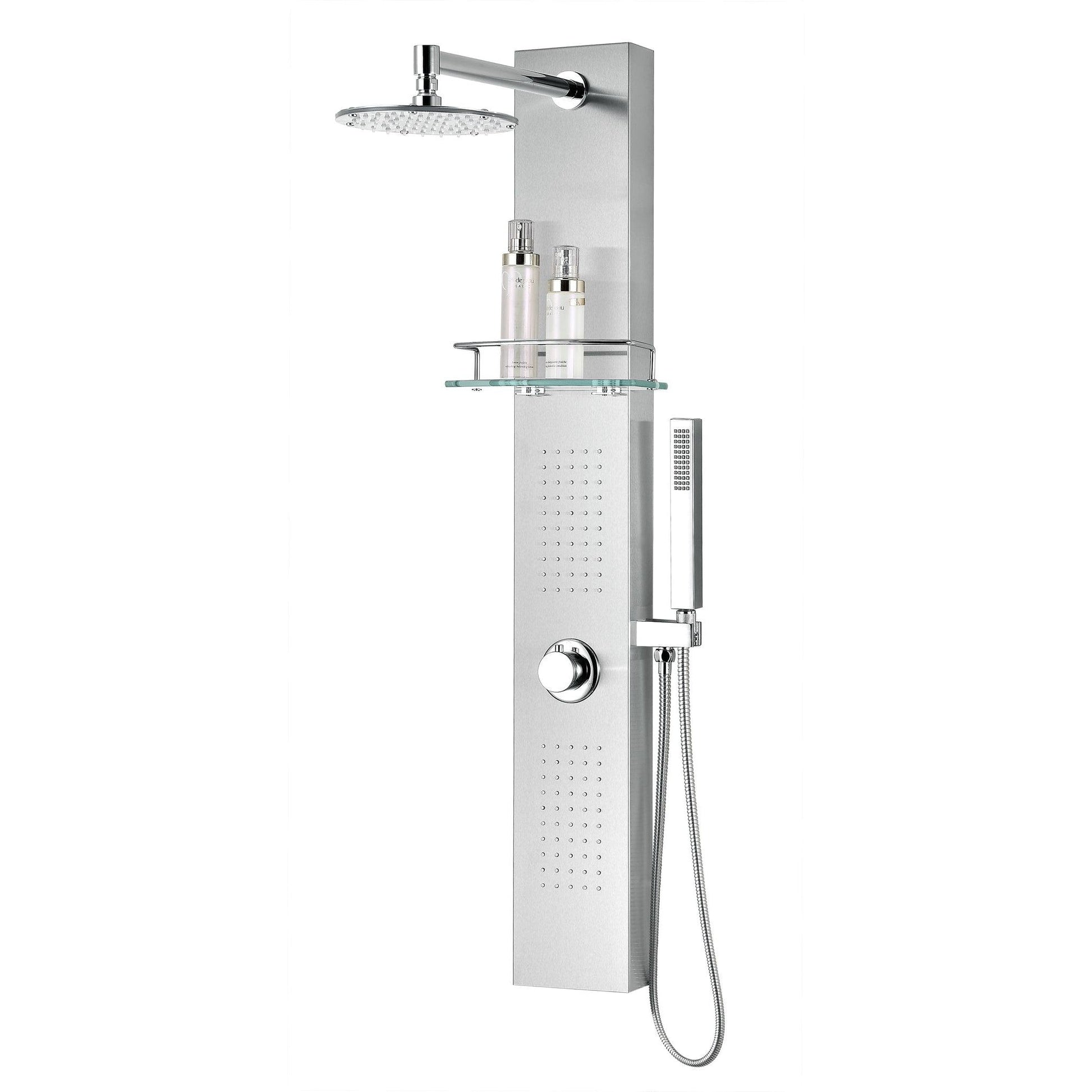 ANZZI Coastal Series 44" Brushed Stainless Steel 2-Jetted Full Body Shower Panel With Heavy Rain Shower Head and Euro-Grip Hand Sprayer