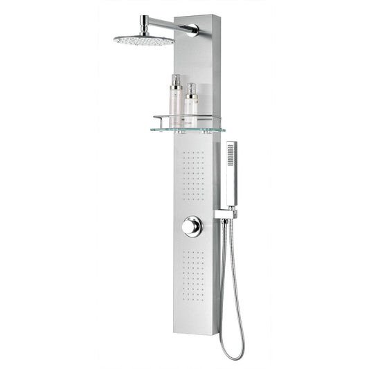 ANZZI Coastal Series 44" Brushed Stainless Steel 2-Jetted Full Body Shower Panel With Heavy Rain Shower Head and Euro-Grip Hand Sprayer