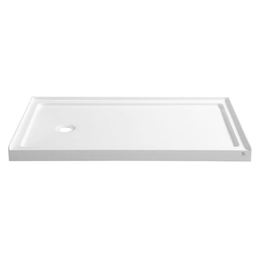 ANZZI Colossi Series 36" x 60" White Left Drain Single Threshold Shower Base With Built-in Tile Flange