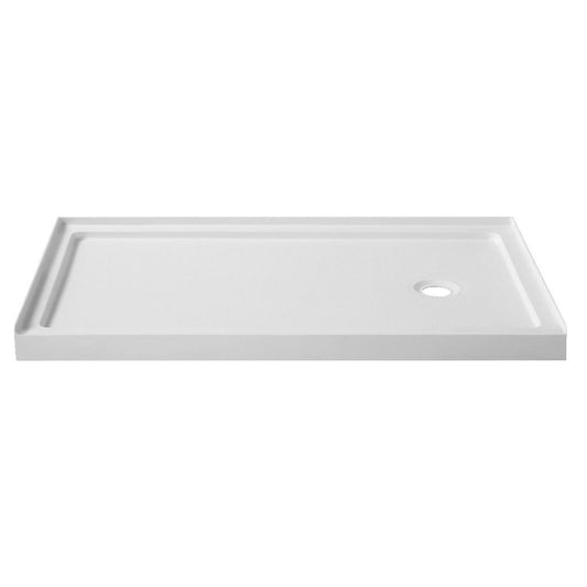 ANZZI Colossi Series 36" x 60" White Right Drain Single Threshold Shower Base With Built-in Tile Flange