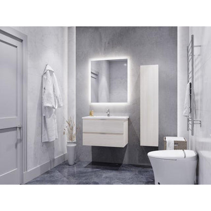 ANZZI Conques 30" x 20" Rich White Solid Wood Bathroom Vanity With Glossy White Countertop With Sink, 30" LED Mirror and Side Cabinet